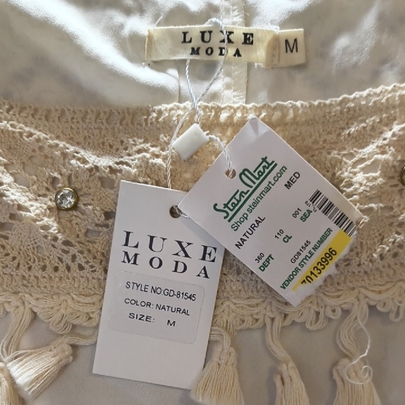 Cream Off Shoulder Blouse with Tassel Details - Picture 2 of 3